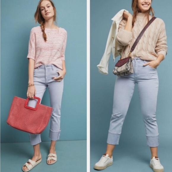 Pilcro and Letterpress, Anthropologie Pale Blue Jeans, Slim Straight - Size 29 - Picture 1 of 7